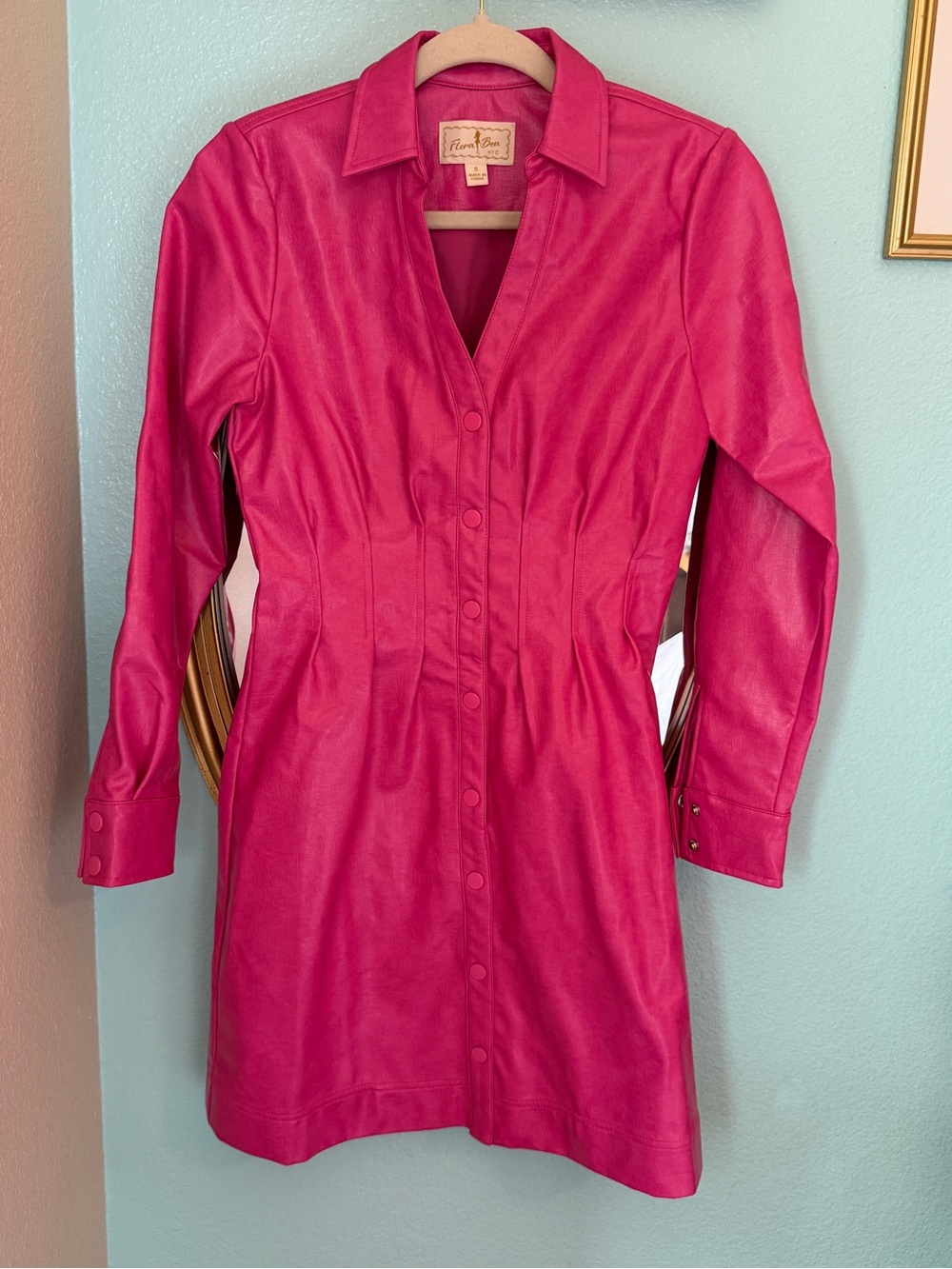 Flora Bea NYC faux pink leather dress!